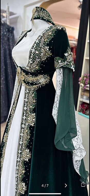 l Beden Yeşil bindallı kaftan kınalık
