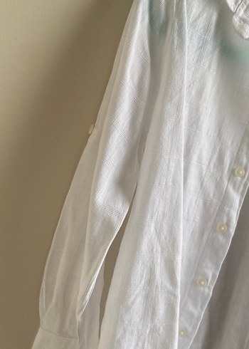 Beyaz Keten Düğmeli Erkek Çocuk Gömlek - Görsel 4