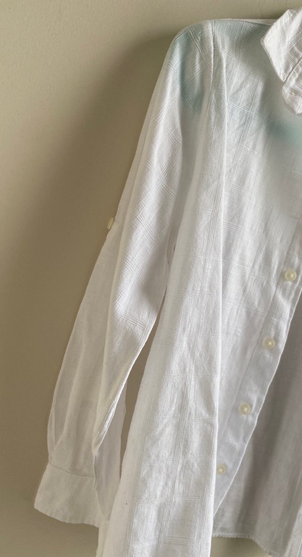 Beyaz Keten Düğmeli Erkek Çocuk Gömlek - Görsel 4