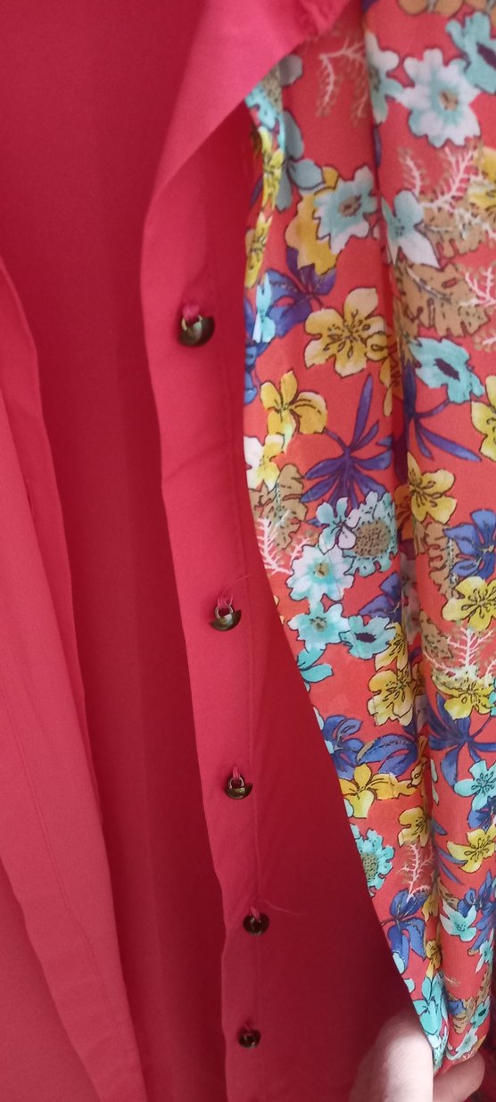 Pembe Çiçek Desenli Salaş Kadın Gömlek - Görsel 2