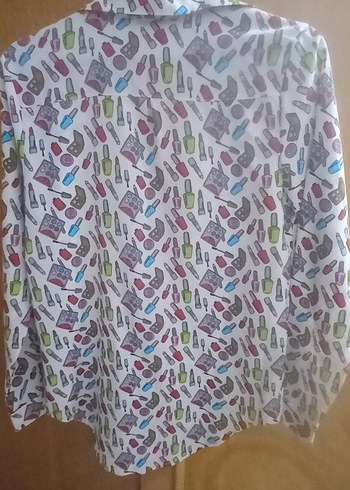 Çok Renkli Desenli Uzun Kollu Kadın Gömlek - Görsel 2