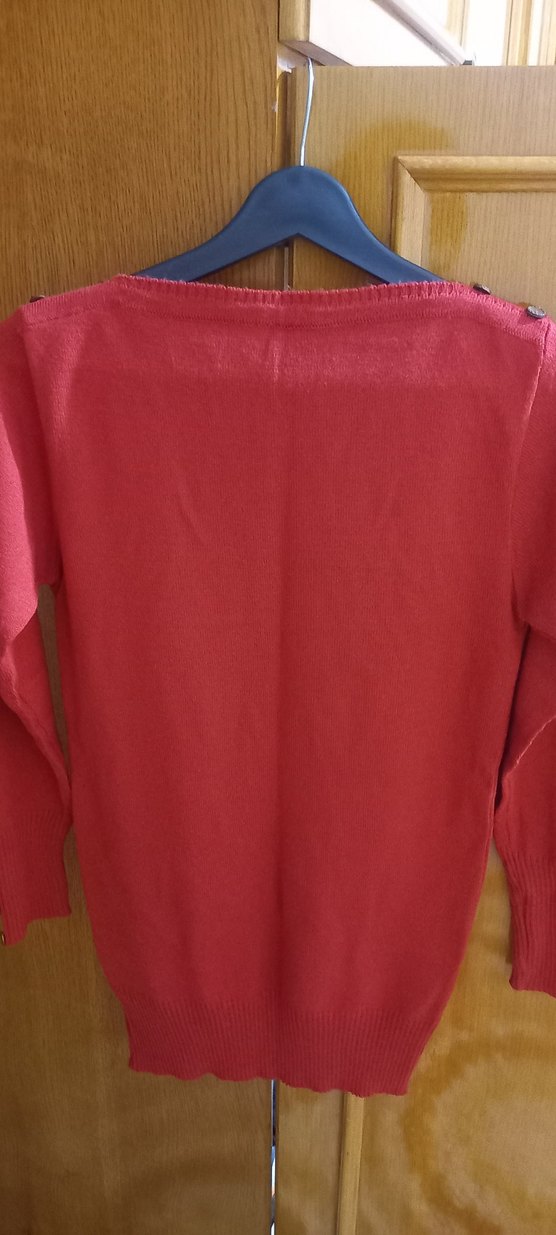 Düğmeli Kırmızı Kadın Triko Kazak - Görsel 2