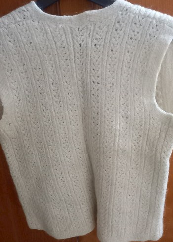 Bohem Tarz Gri Örgü Kadın Yelek - Görsel 3