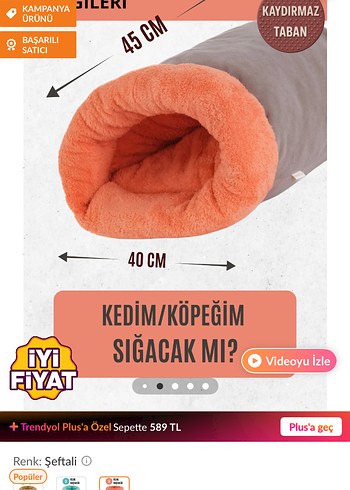 Gri ve Şeftali Renkli Kedi Mağarası - Görsel 3