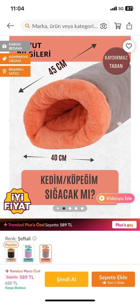 Gri ve Şeftali Renkli Kedi Mağarası - Görsel 3