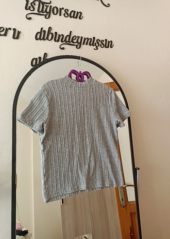 Kadın Gri Örgü Desenli Triko Kazak - Görsel 3