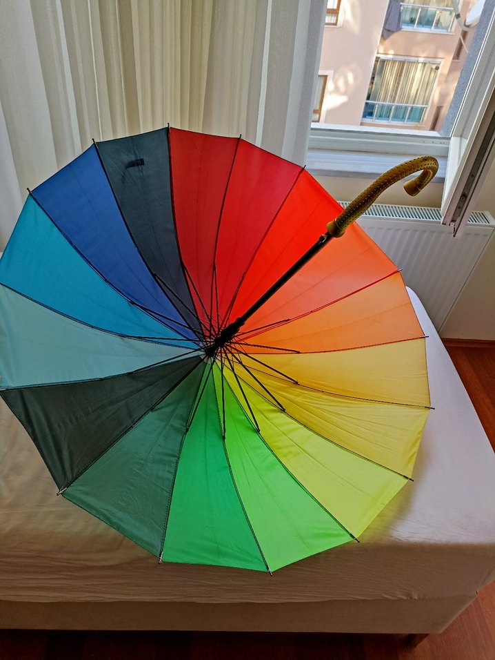 Kadın Renkli Pilili Şemsiye - Görsel 4