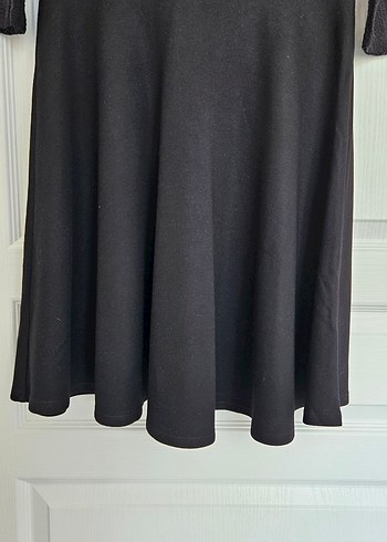 adL Dantel Kol Siyah Kloş Elbise - Görsel 6