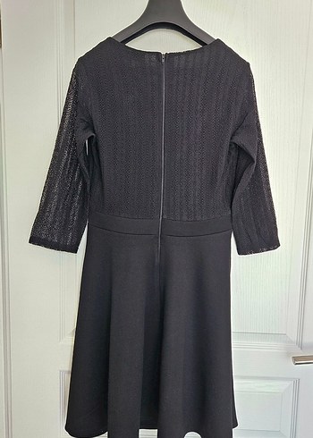 adL Dantel Kol Siyah Kloş Elbise - Görsel 7