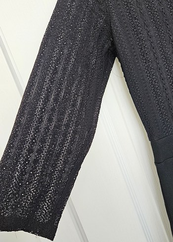 adL Dantel Kol Siyah Kloş Elbise - Görsel 5