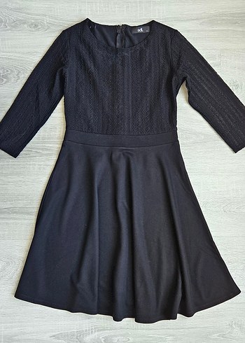 adL Dantel Kol Siyah Kloş Elbise - Görsel 8