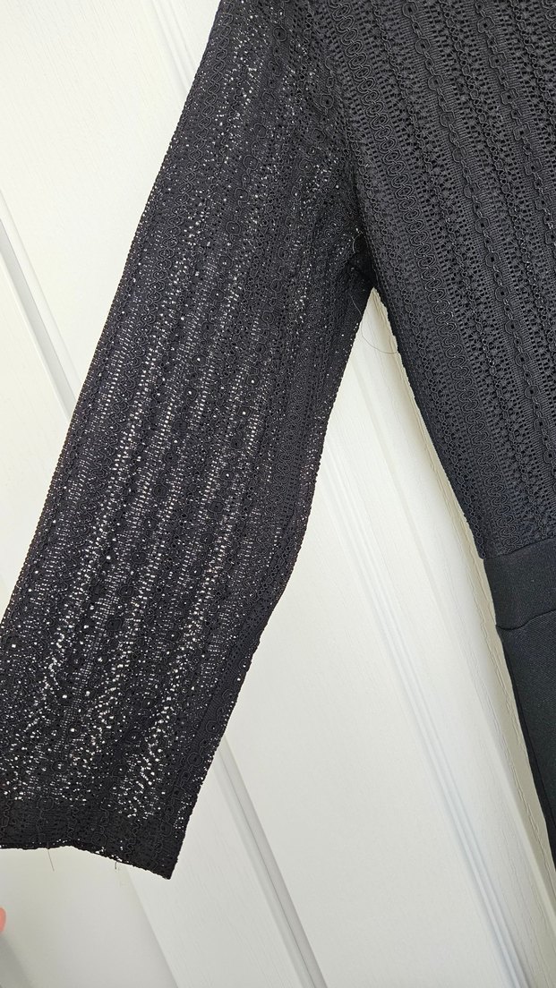 adL Dantel Kol Siyah Kloş Elbise - Görsel 5