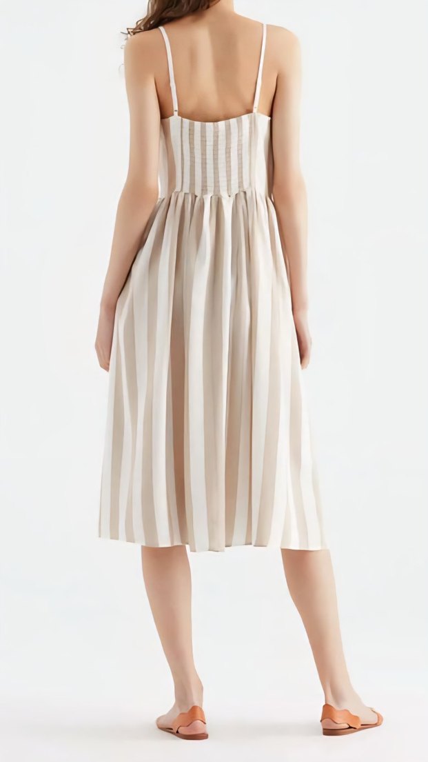  Mavi Jeans Askılı Keten Elbise - Görsel 2