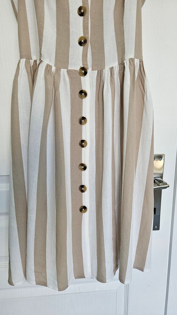  Mavi Jeans Askılı Keten Elbise - Görsel 5