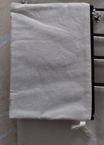 Beyaz Kanvas Kadın Clutch Çanta - Görsel 3