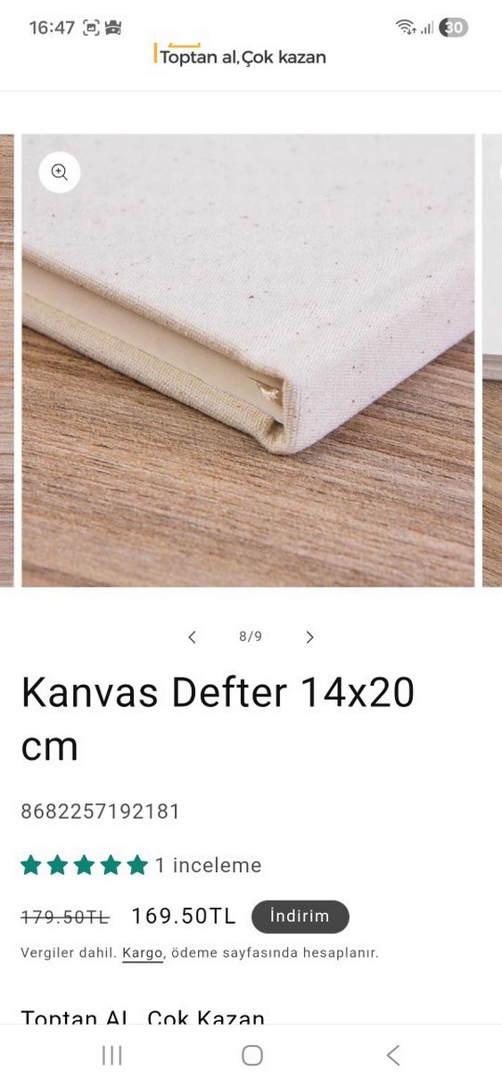 14x20 cm Kanvas Kapaklı Beyaz Defter - Görsel 2