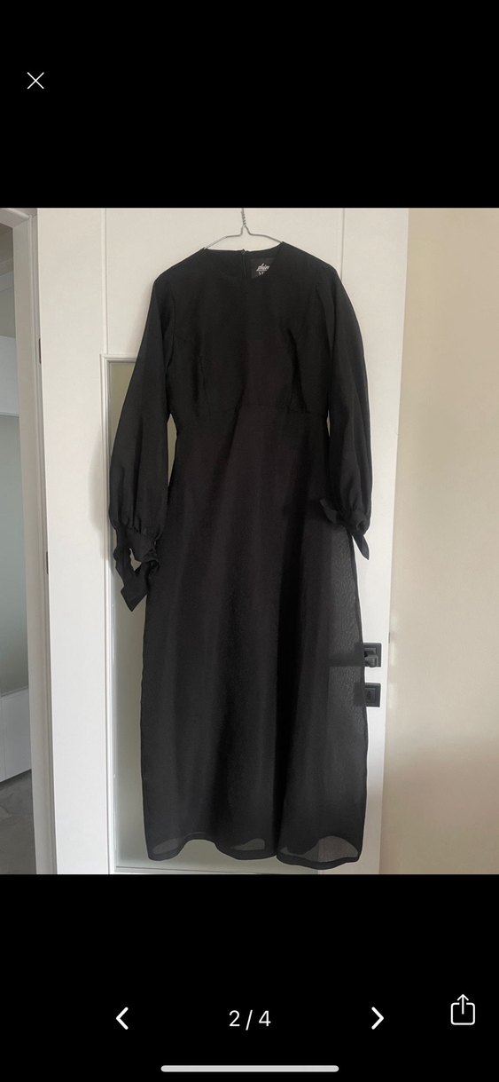 Siyah Uzun Kollu Suud Shine Abiye Elbise - Görsel 2