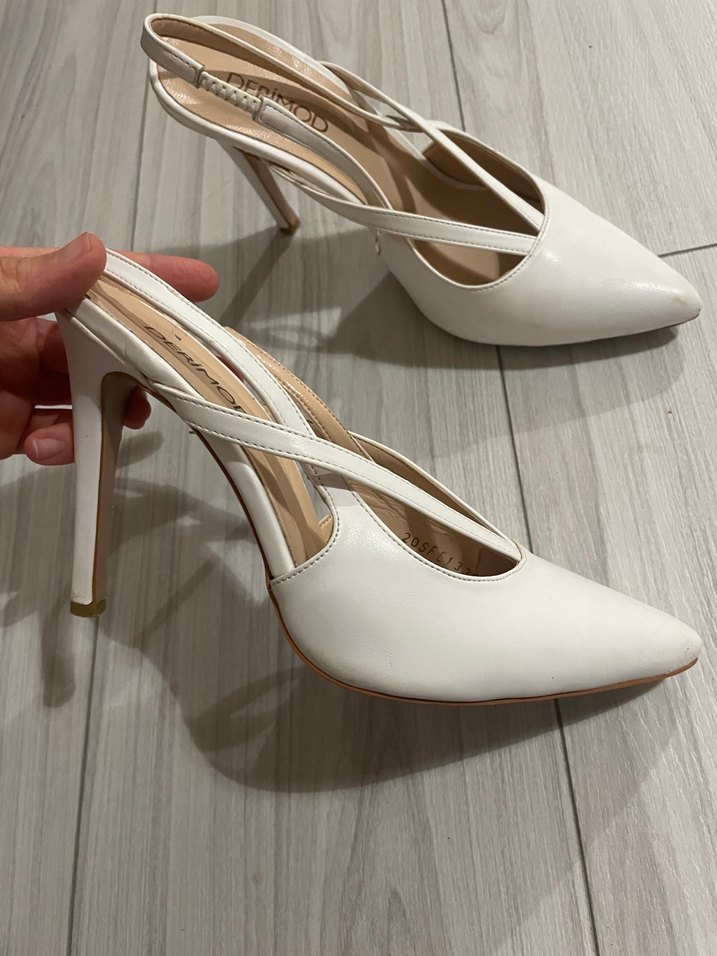 Beyaz Derimod Tokalı Stiletto Kadın Abiye Ayakkabı - Görsel 3