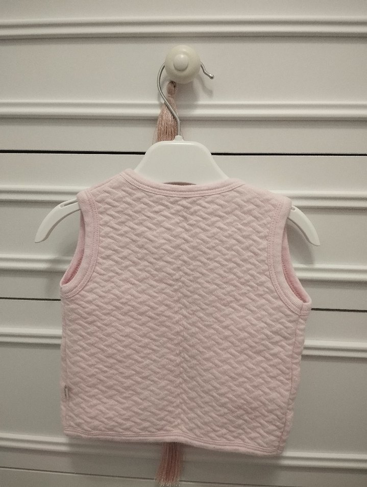 Kız Çocuk Pembe Düğmeli Yelek - Görsel 3