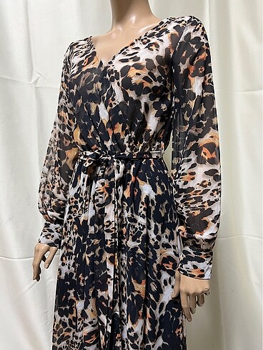 Batik Şifon leopar elbise