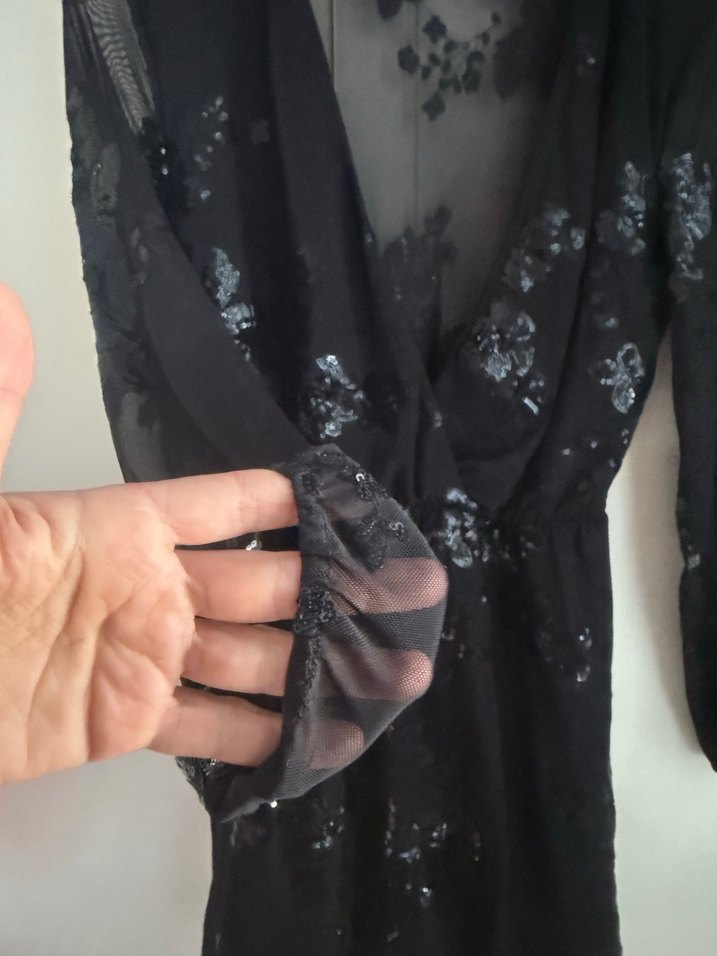 Dantel İşlemeli Siyah tulum Elbise - Görsel 3