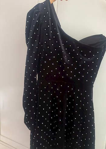 Bershka Tek Kollu taş detaylı kadife tulum - Görsel 5