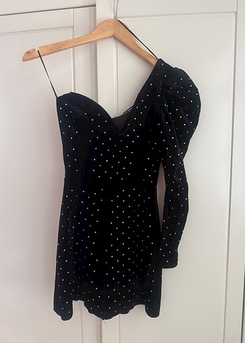 Bershka Tek Kollu taş detaylı kadife tulum - Görsel 3