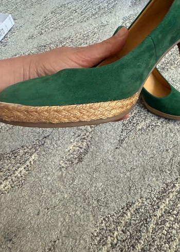 Yeşil Süet Dolgu Topuk Kadın Espadril - Görsel 4