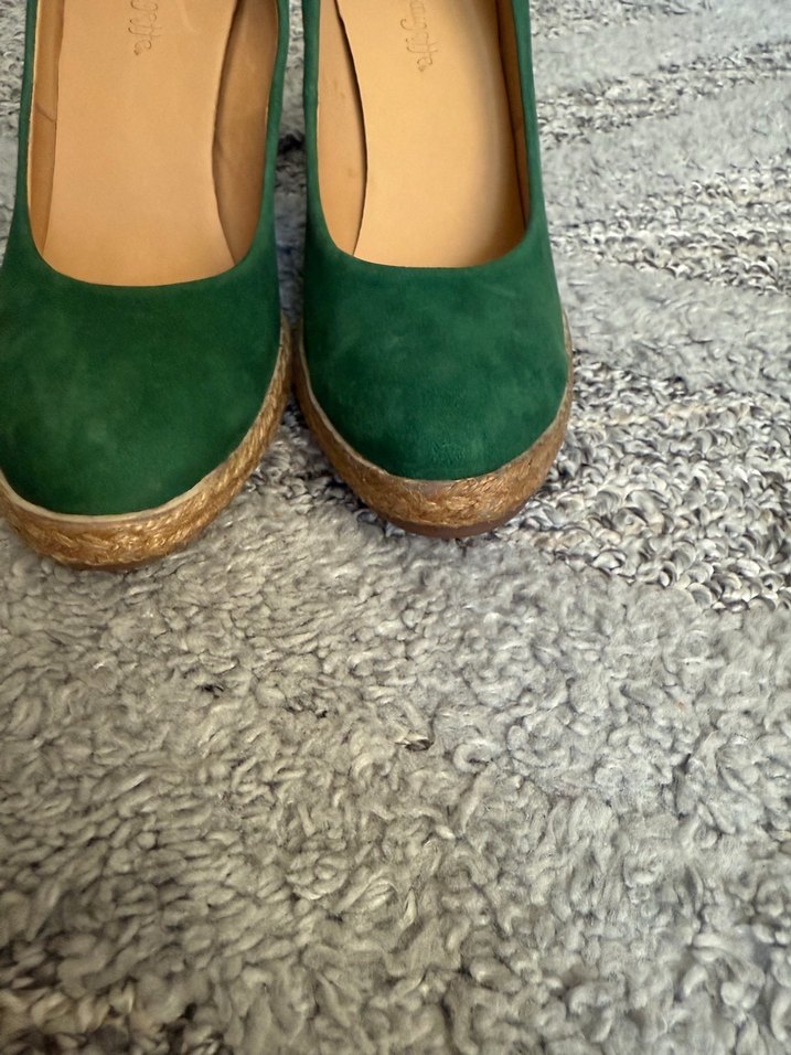 Yeşil Süet Dolgu Topuk Kadın Espadril - Görsel 5