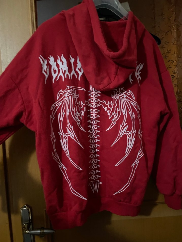 Kırmızı Kapüşonlu Oversize Sweatshirt - Görsel 2