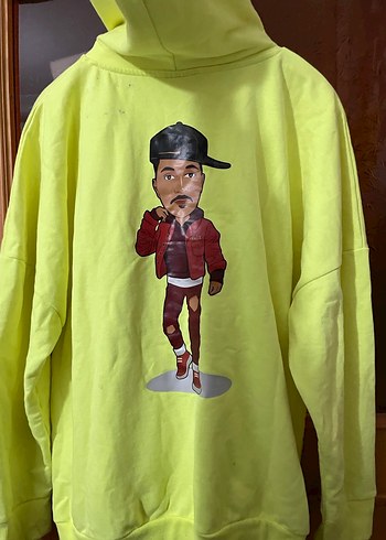 Sarı Kapüşonlu Kadın Sweatshirt - Görsel 2