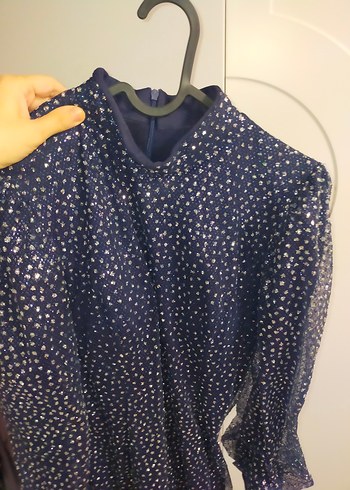 Mavi Payetli Uzun Abiye Elbise - Görsel 4