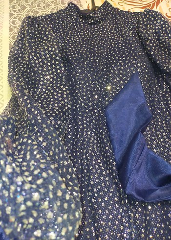 Mavi Payetli Uzun Abiye Elbise - Görsel 3