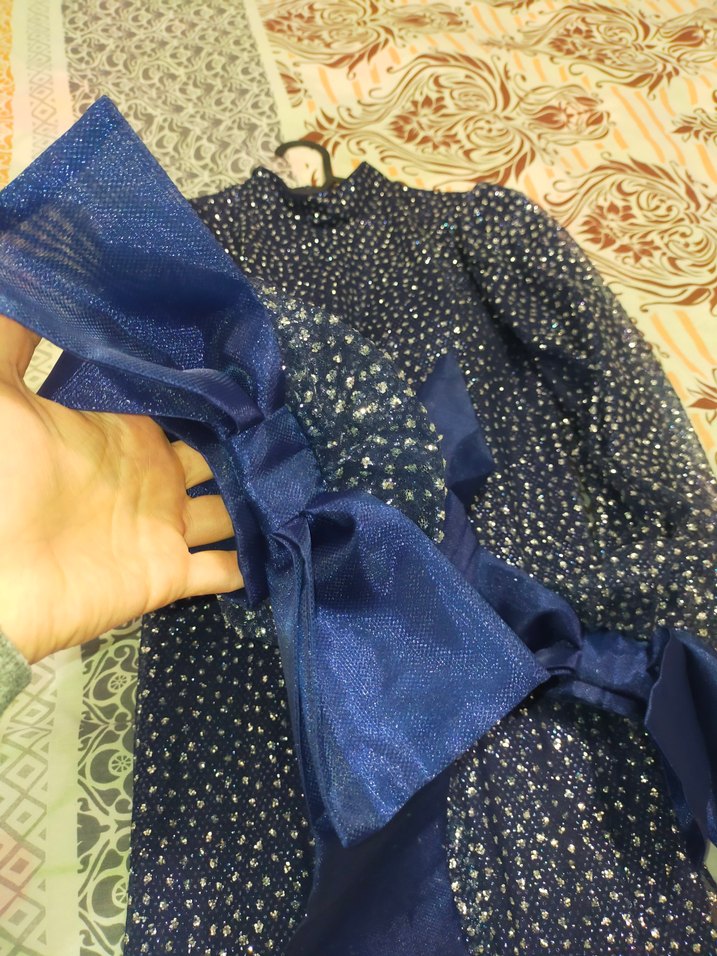 Mavi Payetli Uzun Abiye Elbise - Görsel 2