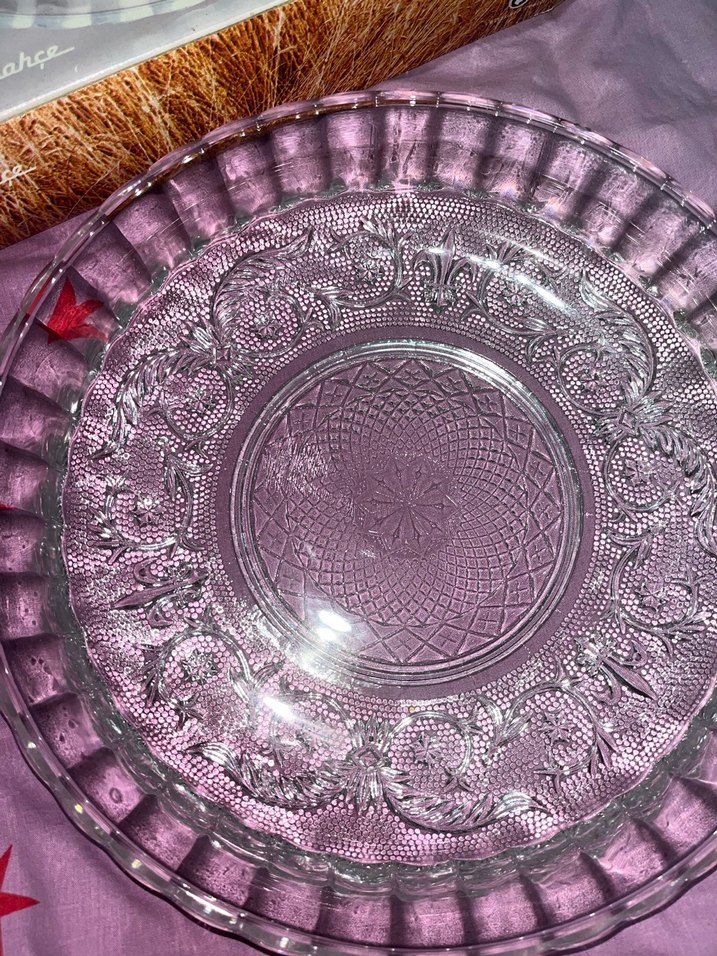 Çiçek Desenli Cam Tabak(büyük boy) - Görsel 2