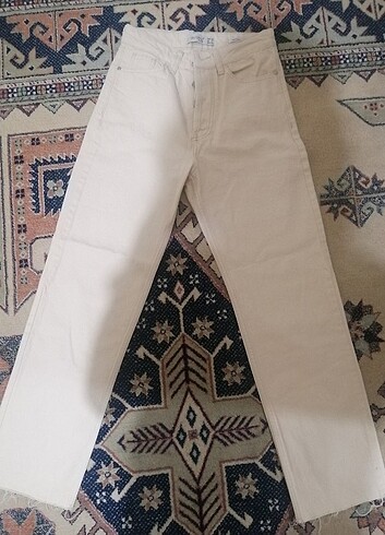 Kirli beyaz/Krem keten pantolon 