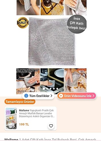  Beden Tel bulaşık bezi 