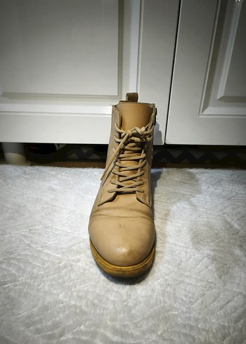 Bej Deri Stiletto Topuklu Kadın Bot - Görsel 3