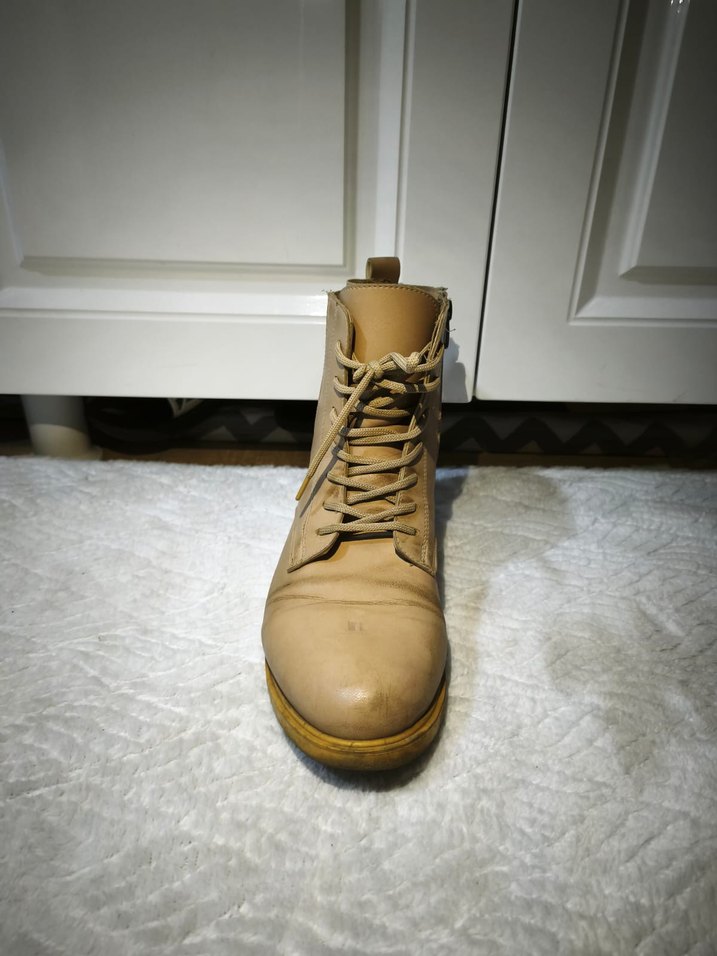 Bej Deri Stiletto Topuklu Kadın Bot - Görsel 3