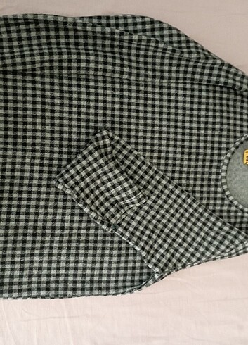 Kareli uzun kol tişört  - Görsel 5