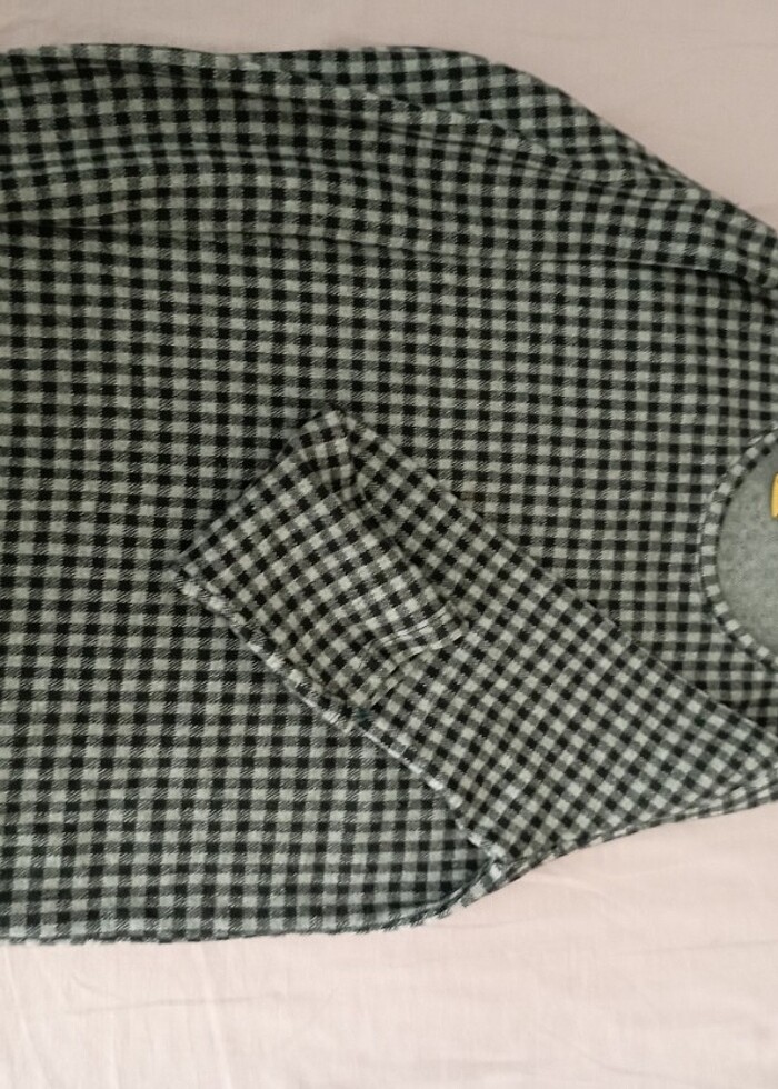 Kareli uzun kol tişört  - Görsel 5