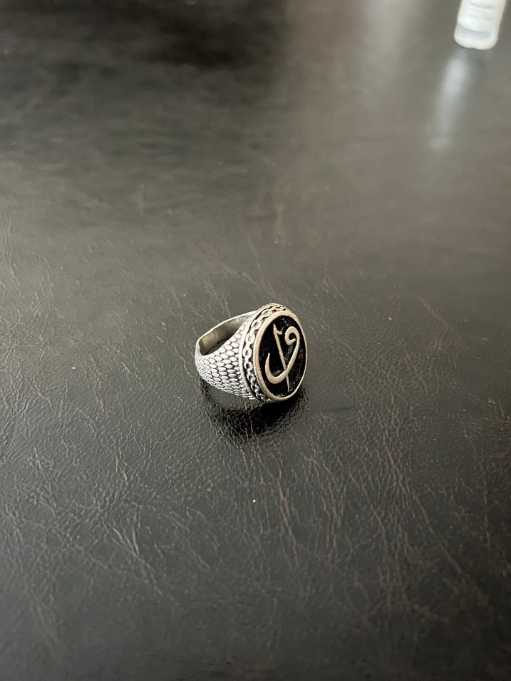 Elif Vav İşlemeli Gümüş Erkek Yüzük - Görsel 2