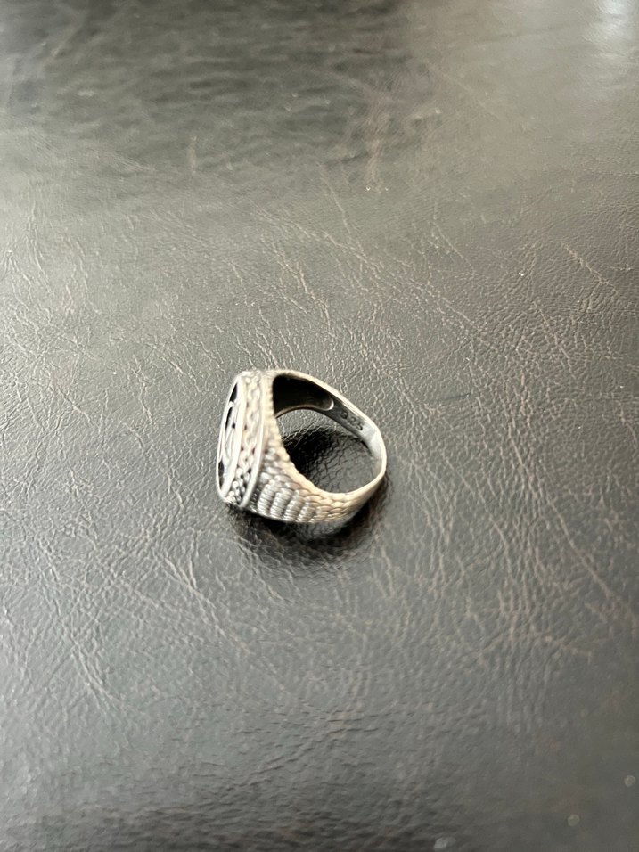 Elif Vav İşlemeli Gümüş Erkek Yüzük - Görsel 3