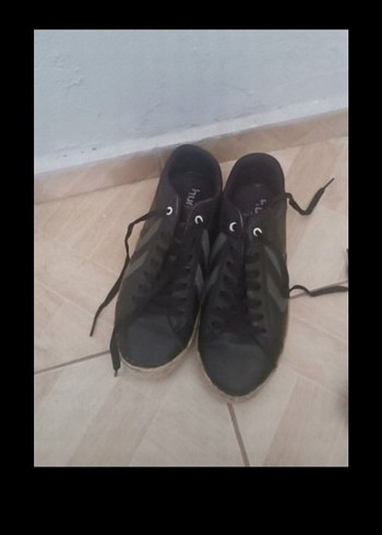 39 Beden Hummel Siyah Gri Bağcıklı Spor Ayakkabı