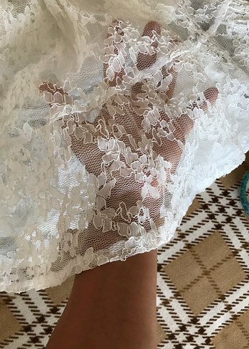 Dantel  Beyaz  Elbise - Görsel 14