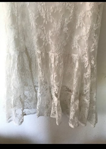 Dantel  Beyaz  Elbise - Görsel 11