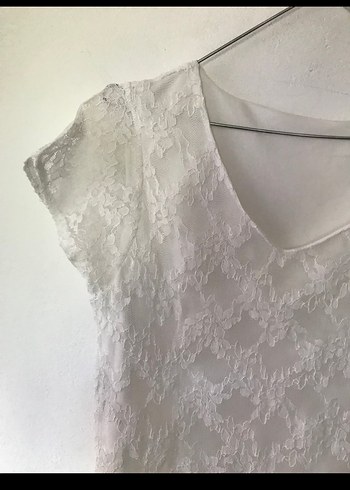 Dantel  Beyaz  Elbise - Görsel 12