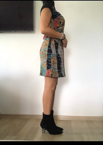 Desenli Bohem Elbise - Görsel 5