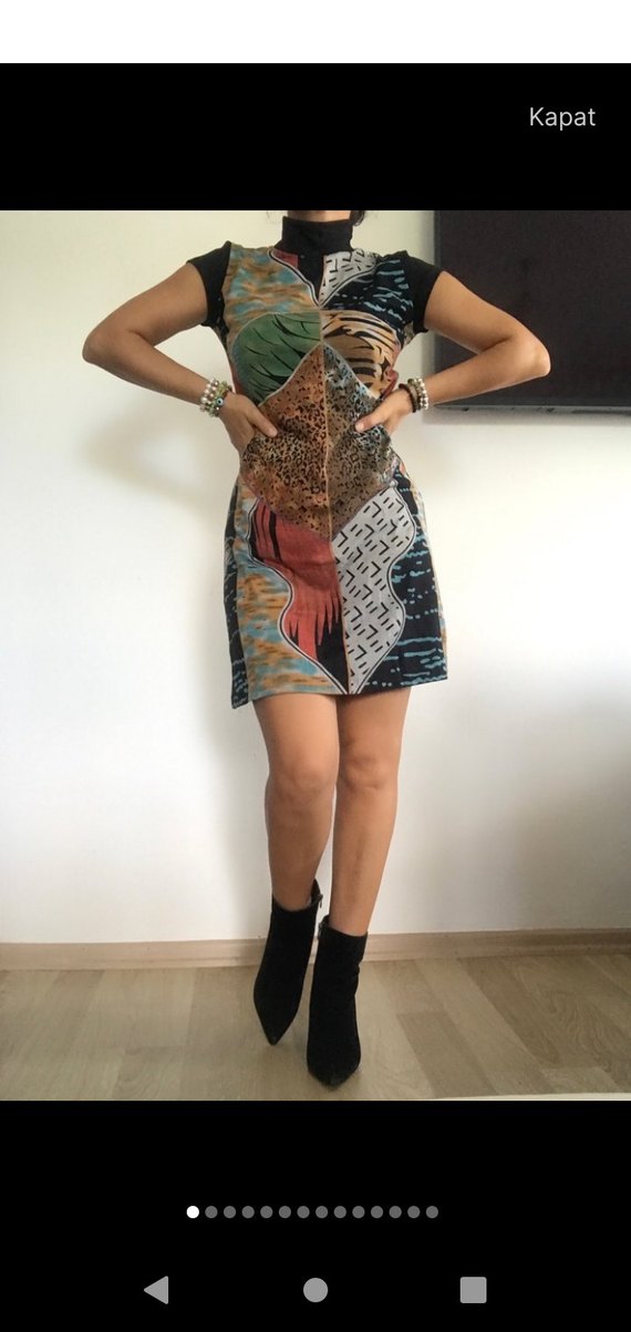 Desenli Bohem Elbise - Görsel 2