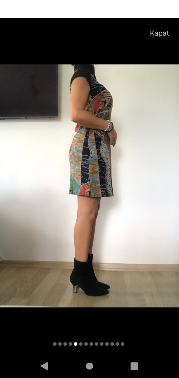 Desenli Bohem Elbise - Görsel 5